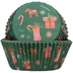 48 Caissettes Cupcake Noël Vert   FunCakes