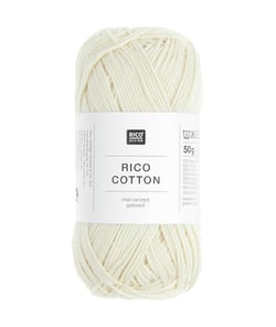 Coton à tricoter ou à crocheter Rico Cotton - Rico Design 002 Ivoire