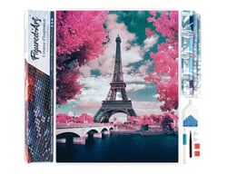 Diamond Painting Broderie Diamant Figured’Art 40x50cm toile entière roulée avec diamants carrés - Tour Eiffel en Fleurs
