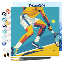 Mini Peinture par Numéros Figured'Art 20x20cm avec cadre Affiche sportive Tennis - Petit Format