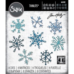 Gabarit de découpe pour machine Sizzix Tim Holtz - Flocons de neige Scribbly - 8 pièces