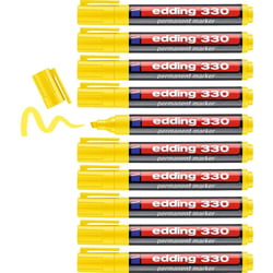 Marqueur permanent EDDING 330 - Jaune - Pointe biseautée 1-5 mm - Lot de 10