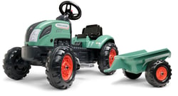 Tracteur à pédales Farm Lander avec remorque - Vert vintage - Dès 2 ans - 100% Fabriqué en France - Contient 50% de Plastique recyclé - FALK