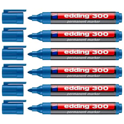 Marqueur permanent pointe ronde 1,5-3 mm - EDDING 300 - Bleu clair - Lot de 6