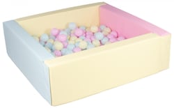 Piscine à balles carrée avec 200 balles – rose, bleu, jaune (pastel)/rose, bleu, jaune (pastel) - Velinda