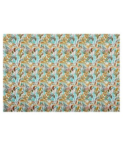 Tissu coton feuilles de 140 cm de largeur feuillemoutarde vendu par 50 cm