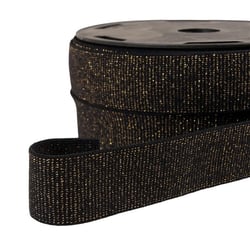 Bobine 20m élastique boxer métallisé noir/or 32mm