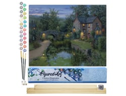 Peinture par Numéro Figured'Art - Havre de paix lumineux - Kit de Loisir Créatif DIY Numéro d'Art Complet - 40x50cm toile roulée + châssis en bois à monter