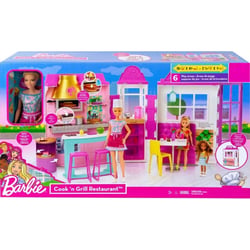 Barbie le restaurant de barbie + 25 accessoires + 1 poupee mannequin - mattel - hbb91