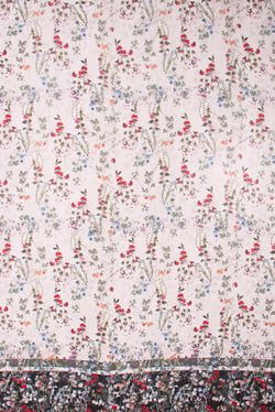 Tissu Panneau Mousseline Gianni Tessuti Fleurs entre liées sur fond Blanc cassé - Par 100 cm