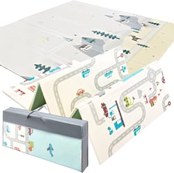 Mamabrum Tapis D'éveil Bébé Tapis Jeux en Mousse 180*200 - Double Face - Pliant- Antidérapant