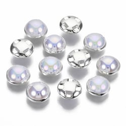 10 Boutons Aspect Métal et Perle Nacre blanc 10  mm acrylique - creation couture diy