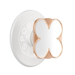 PopSockets Support Smartphone PopGrip Premium Motif Enamel Clover Fixation Solide Rose gold