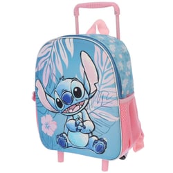 Sac à dos à roulettes Stitch Hawai Bleu 3D 32 CM Maternelle