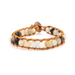 Bracelet Facelia en pierres Amazonite et cuir véritable - Sloya