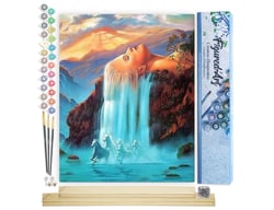 Peinture par Numéro Figured'Art - Chute d'Eau Chevelure - Kit de Loisir Créatif DIY Numéro d'Art Complet - 40x50cm toile roulée + châssis en bois à monter