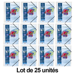 Lot de 25 chemises 3 rabats - Polypro - Couverture personnalisable Kreacover 24 X 32 Cm - Incolore - Exacompta