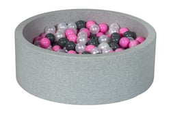 Piscine à balles Aire de jeu + 300 balles perle, rose clair, gris - Velinda