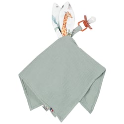 Doudou lapin attache tétine en gaze de coton, Safari