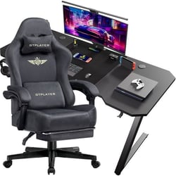 Chaise gaming avec bureau intégré GTPLAYER - Tissu - Gris - 45P 66L 131H cm