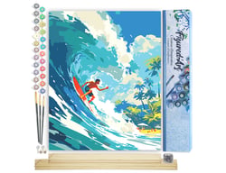 Peinture par Numéro Figured'Art - Surf à Hawaï - Kit de Loisir Créatif DIY Numéro d'Art Complet - 40x50cm toile roulée + châssis en bois à monter