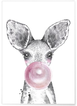 Affiche 'Bulle de Kangourou Rose' | A3 : 29,7x42cm