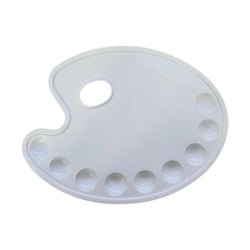 Palette en plastique - Ovale - 28x22cm - 9 compartiments - Toutes peintures