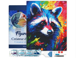 Diamond Painting Broderie Diamant Figured’Art 40x50cm toile tendue sur châssis en bois - diamants carrés - Raton laveur Coloré Abstrait