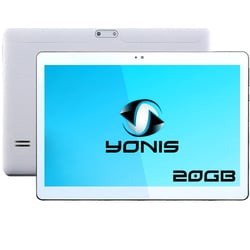 Tablette Tactile Android 10 Pouces 3G Dual Sim Quad Core Wifi Bt 20Go Blanc YONIS