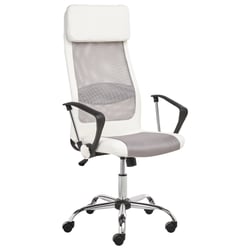 Chaise de Bureau Moderne en Tissu Synthétique Blanc au Style Gaming avec Accoudoir en Plastique Beliani