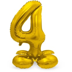 Ballon Aluminium avec base Chiffre 4 Doré - 72 cm