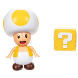 Toad jaune avec bloc : figurine super mario 9 cm - figurine nintendo articule - jakks