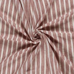 Tissu Polyester aspect Lin Rayures Anna sur fond Terracotta