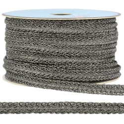 Bobine 25m Galon robe métallisé Argent/noir 10mm