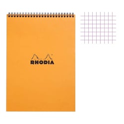 Bloc notes - A4 - 21x29,7cm - Petits Carreaux - 80 feuilles - Orange - Avec spirale - Rhodia
