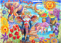 Puzzle 2000 pièces - Elephants in the Garden - Bluebird Puzzle