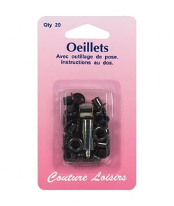 Oeillets avec outillage couleur noir X 20 - Distrifil Bk Noir