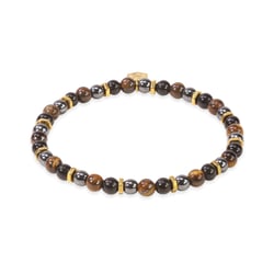 Bracelet en pierres Oeil de tigre, Obsidienne et Hématite Taille M - Sloya