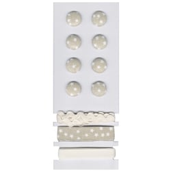 Boutons et rubans, Etoiles, 8 Boutons Rubans à  1m, , beige