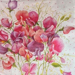 Lot de 4 serviettes en papier découpage collage 33 cm FLEUR ROSE F 6200