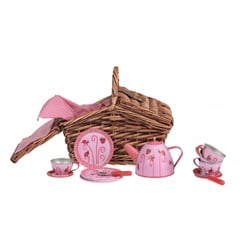 Set de the metal coccinelle dans panier osier - Egmont Toys - Rose