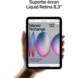 Apple IPad mini - Tablette Ipad os, écran 8.3 pouces (21.1 cm), WiFi / Bluetooth 5.3 + stockage 512 Go + caméra principale 12 mpx + A17 Pro - Violet