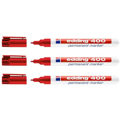 Lot de 3 marqueurs permanents EDDING 400 rouge pointe fine 1 mm