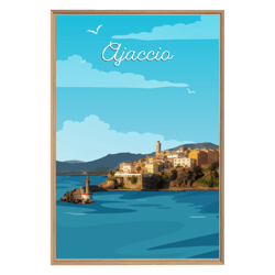 Tableau mural encadré illustration Ajaccio 65x97 cm