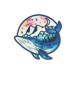Lot de 3 écussons thermocollants baleine montagne 6,3cm x 6,1cm