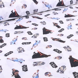 Tissu Coton imprimé  Star Wars sur fond Blanc