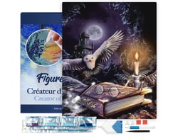 Diamond Painting Broderie Diamant Figured’Art 40x50cm toile tendue sur châssis en bois - diamants carrés - Chouette dans la Nuit