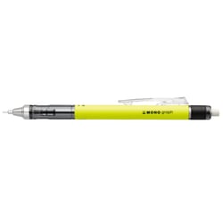 Porte-mines Tombow MONO graph 07 jaune fluo - mine 0,7 mm, HB, gomme intégrée rechargeable [SH-MG53-R7]