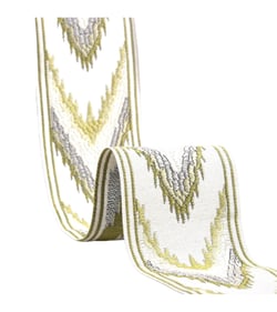 Bobine 24m galon jacquard chevrons 58mm vert anis
