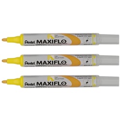 Lot de 3 marqueurs tableaux blancs - PENTEL - MAXIFLO MWL5S - Pointe conique 4,0 mm - Jaune